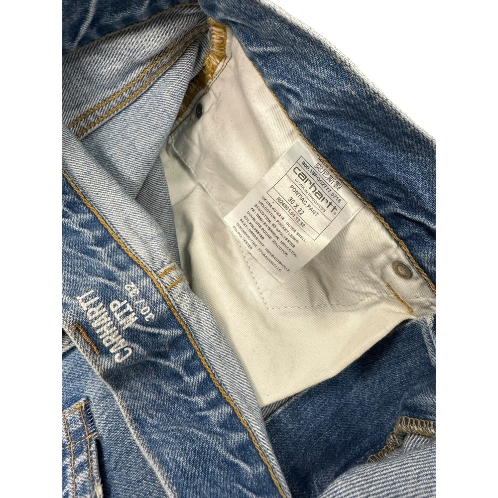 Carhartt WIP Pontiac Pant Mens 30x32 Blue Light Wash Good Straight Leg Denim - Picture 10 of 10